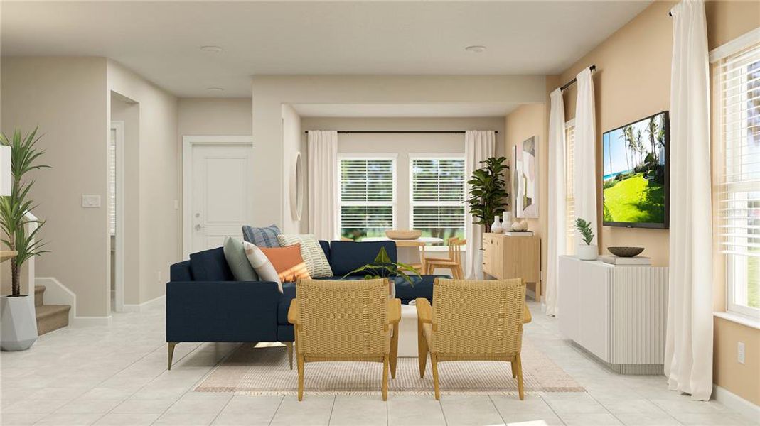 Furnished interior view inside a new home in The Glades at Crossprairie: Cottage Alley Collection, St. Cloud (Image 2). Furnished interior view inside a new home in The Glades at Crossprairie: Cottage Alley Collection, St. Cloud (Image 2).