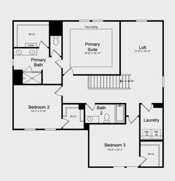 2D floor plan layout for the Fairfield by Taylor Morrison in Falls Creek, Flowery Branch, GA (Image 4).