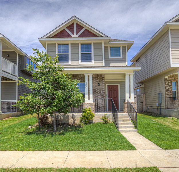 Front exterior of a new home in , San Marcos, TX, highlighting curb appeal (Image 1). Front exterior of a new home in , San Marcos, TX, highlighting curb appeal (Image 1).