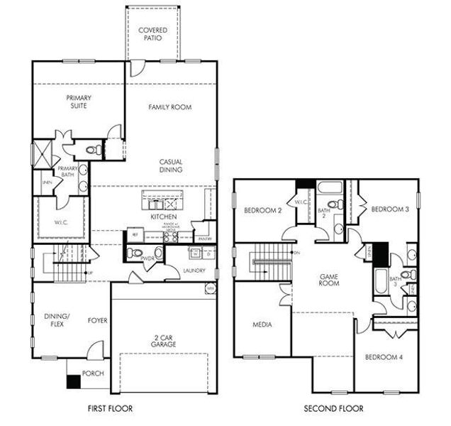 2D floor plan layout of this home in Heights of Barbers Hill, Baytown, TX (Image 1). 2D floor plan layout of this home in Heights of Barbers Hill, Baytown, TX (Image 1).