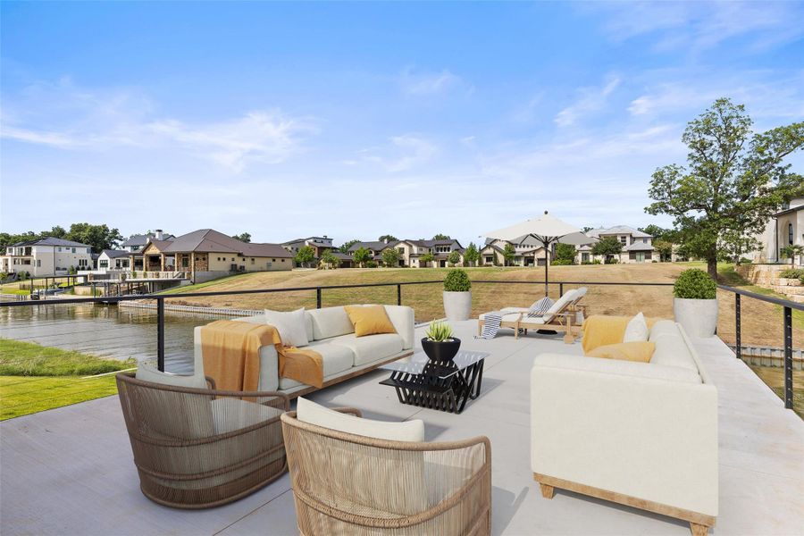 Imagine an upper deck like this one, that steals the show with panoramic lake views that turn sunsets and stargazing into a daily ritual.