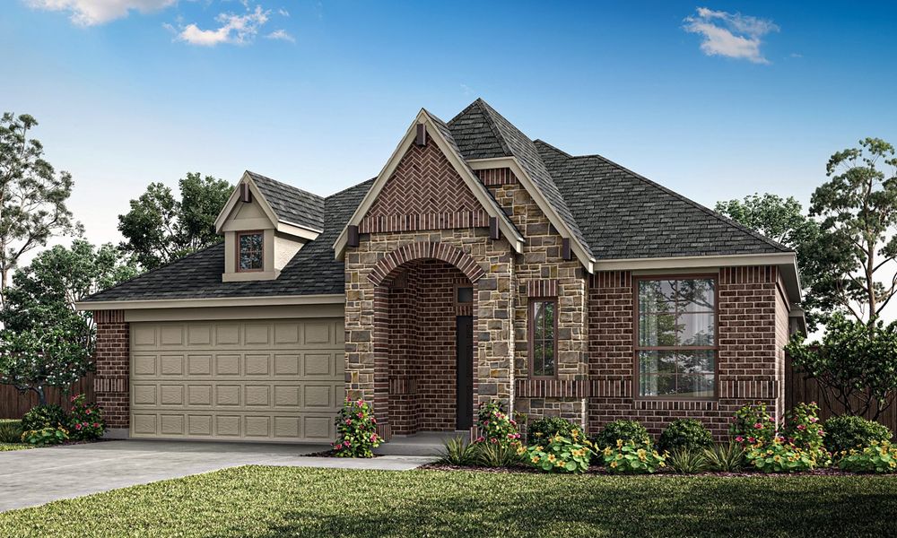 Representative exterior photo of a completed home built from the Addison II by Pacesetter Homes in The Reserve at Spiritas Ranch, Little Elm, TX (Image 10). Representative exterior photo of a completed home built from the Addison II by Pacesetter Homes in The Reserve at Spiritas Ranch, Little Elm, TX (Image 10).