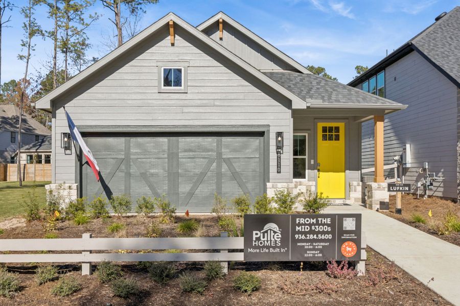 Representative exterior photo of a completed home built from the Lufkin by Pulte Homes in Pulte Homes at Two Step Farm, Montgomery, TX (Image 17). Representative exterior photo of a completed home built from the Lufkin by Pulte Homes in Pulte Homes at Two Step Farm, Montgomery, TX (Image 17).