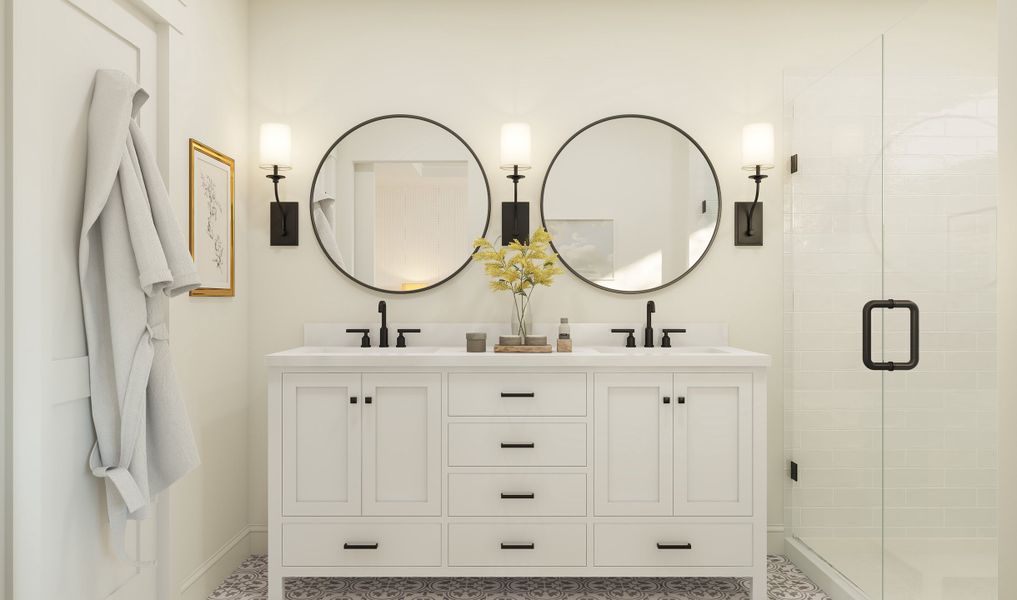 Freestanding vanity in primary bath