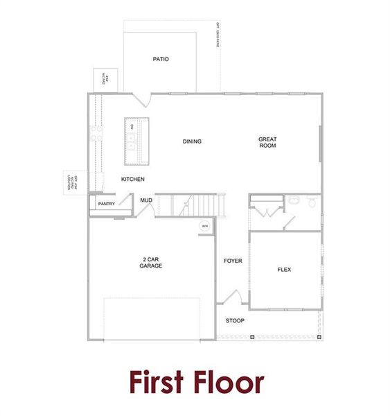 2D floor plan layout of this home in Pinecrest Ridge, Dacula, GA (Image 5).