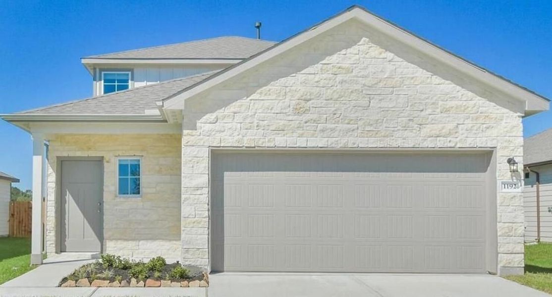 Front exterior of a new home in The Villages at WestPointe, Dayton, TX, highlighting curb appeal (Image 45).
