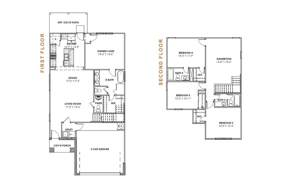 2D floor plan layout for the Laurel 2154 S by Saratoga Homes in Morningstar, Georgetown, TX (Image 3). 2D floor plan layout for the Laurel 2154 S by Saratoga Homes in Morningstar, Georgetown, TX (Image 3).
