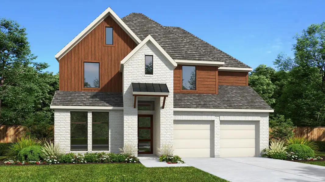 Representative exterior photo of a completed home built from the 2595W by Perry Homes in Hillstead 50', Lavon, TX (Image 4).