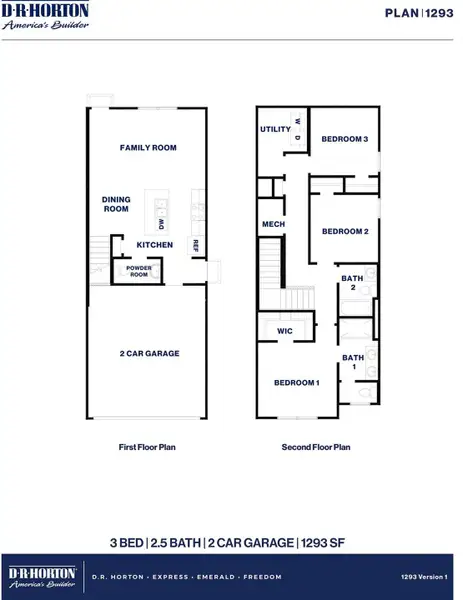 2D floor plan layout of this home in Bridges on Lake Houston Villas, Houston, TX (Image 2).