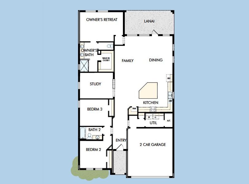 2D floor plan layout for the The Northglen by David Weekley Homes in Lakeside at Satilla, St. Cloud, FL (Image 3).