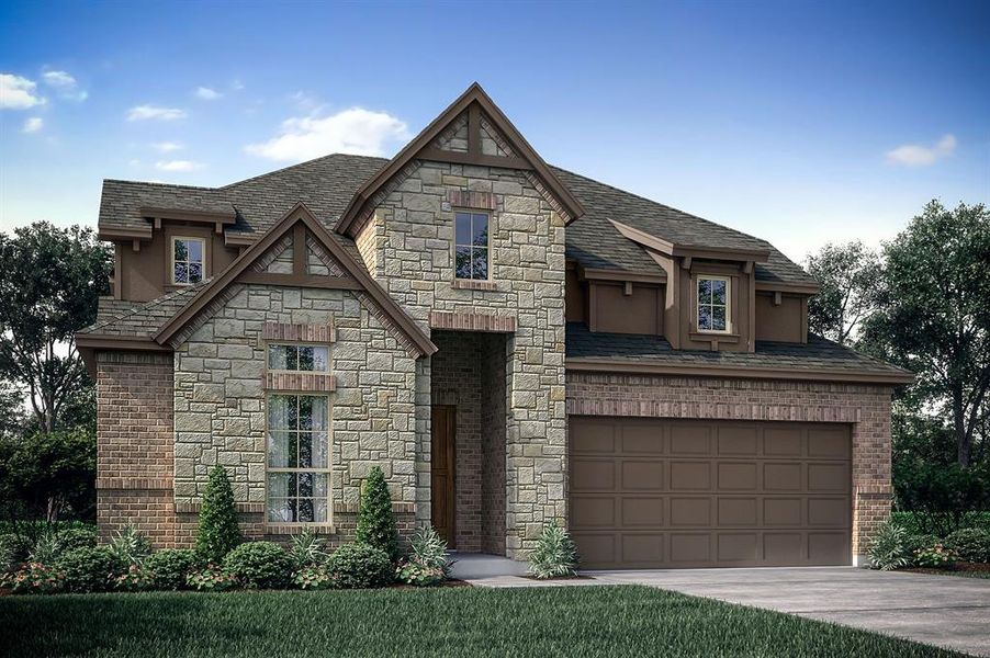 Front exterior of a new home in The Retreat - Phase 1, Waxahachie, TX, highlighting curb appeal (Image 1).