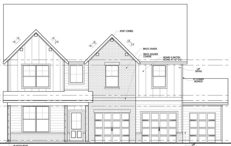 Front exterior of a new home in The Fairways at Mirror Lake, Villa Rica, GA, highlighting curb appeal (Image 2).