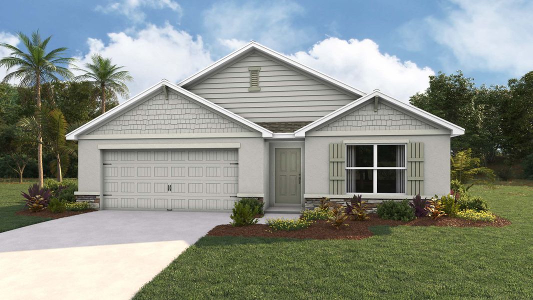 Representative exterior photo of a completed home built from the Cali by D.R. Horton in Tartan Farms at Winding Oaks, Ocala, FL (Image 22).