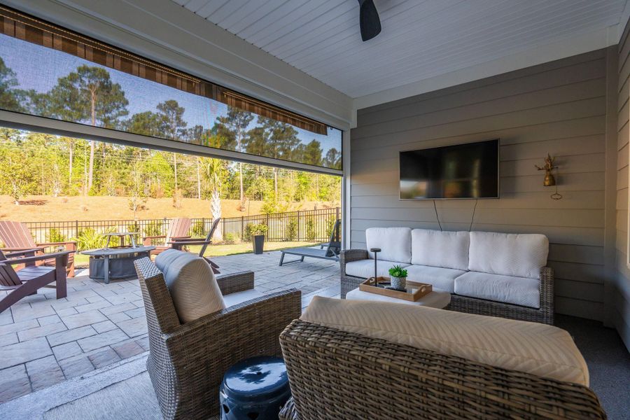 Exterior details and patio area of a home in Del Webb Charleston at Nexton, Summerville (Image 27).