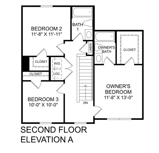 2D floor plan layout for the Dogwood by Ryan Homes in Liberty Grove, China Grove, NC (Image 2).