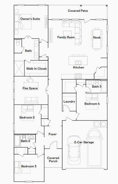 2D floor plan layout of this home in Sweetgrass Village, Crosby, TX (Image 3).