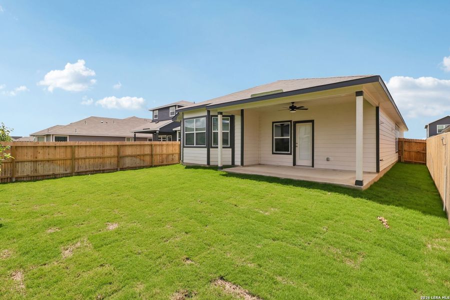 Exterior details and patio area of a home in Estancia Ranch - Premier Series, San Antonio (Image 26).