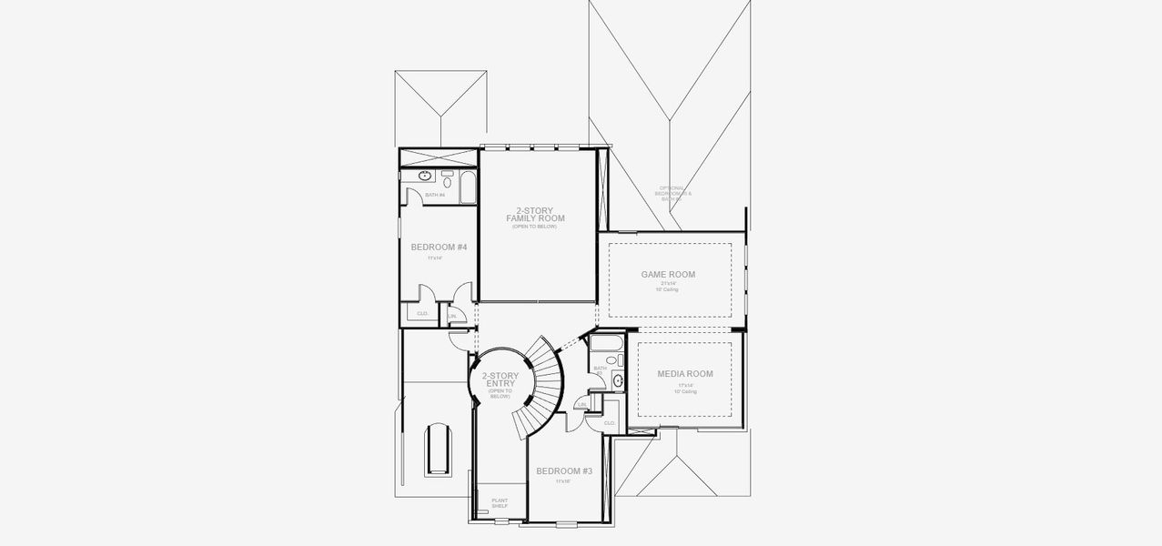 2D floor plan layout for the 3650W by Perry Homes in Landmark, Denton, TX (Image 4).