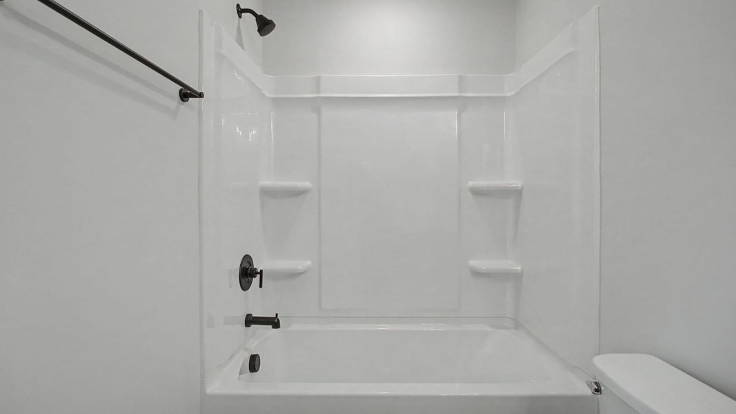 Secondary Bathroom with premium fiberglass shower