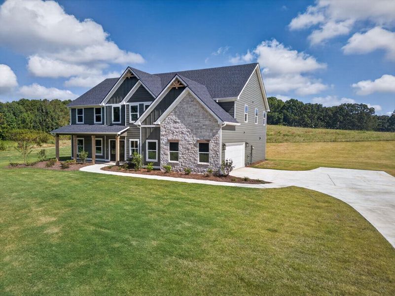 Front exterior of a new home in Blackwelder Bluff, Bowdon, GA, highlighting curb appeal (Image 29).