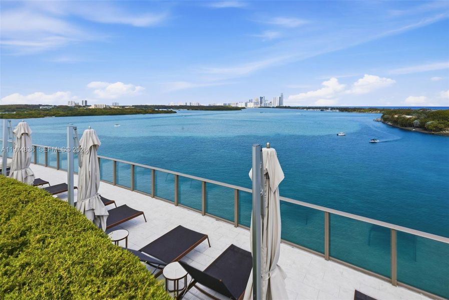 Rooftop pool sitting area