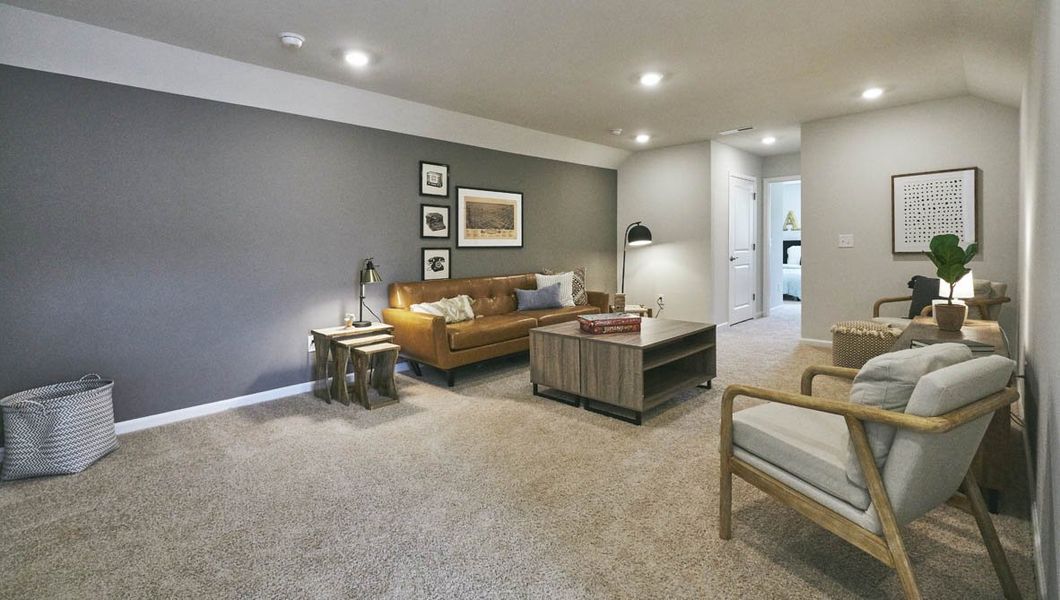 Furnished interior view inside a new home in The Villas at Kinsley, Jamestown (Image 12). Furnished interior view inside a new home in The Villas at Kinsley, Jamestown (Image 12).