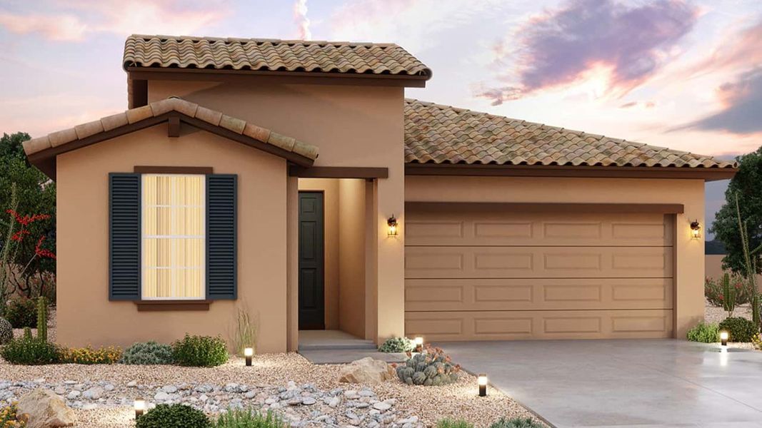 Representative exterior photo of a completed home built from the Bluebell by Brightland Homes in Sienna Park, Buckeye, AZ (Image 2). Representative exterior photo of a completed home built from the Bluebell by Brightland Homes in Sienna Park, Buckeye, AZ (Image 2).