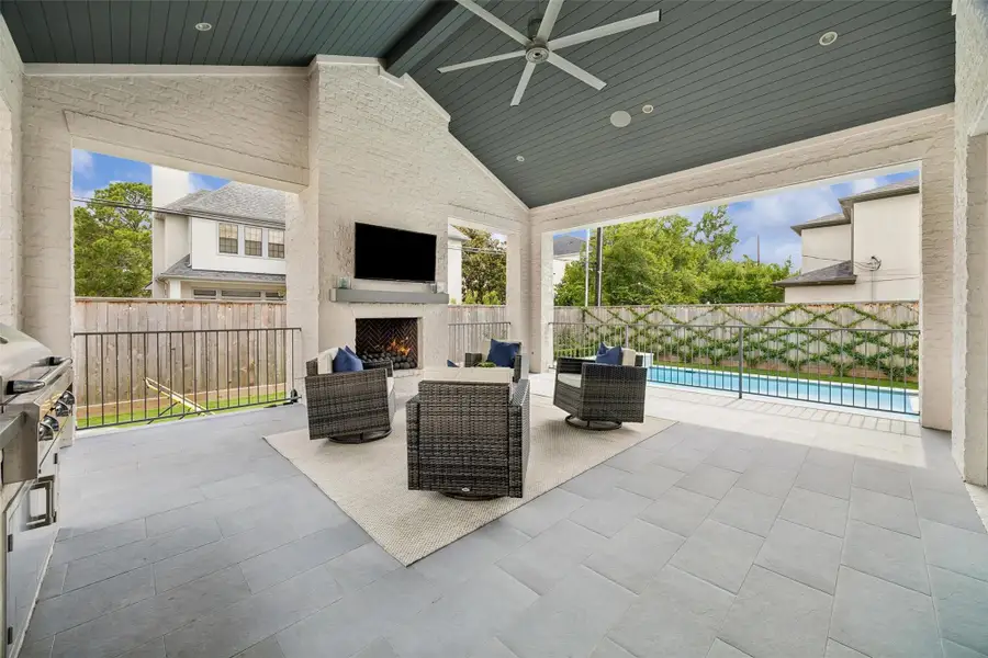 Exterior details and patio area of a home in , Bellaire (Image 3). Exterior details and patio area of a home in , Bellaire (Image 3).
