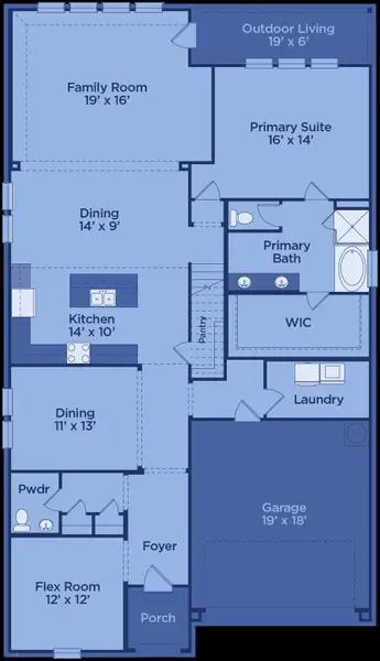 2D floor plan layout for the The Trinity Executive by UnionMain Homes in Lake Breeze, Lavon, TX (Image 5).
