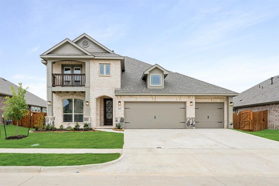 Front exterior of a new home in Hampton Park, Glenn Heights, TX, highlighting curb appeal (Image 24).