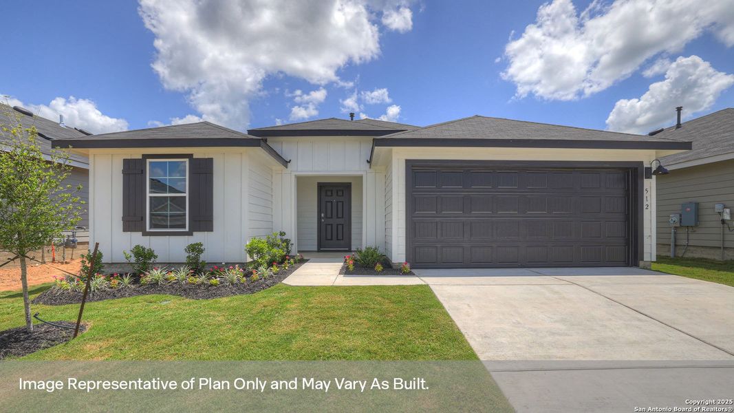 Front exterior of a new home in Bollinger, Maxwell, TX, highlighting curb appeal (Image 1).
