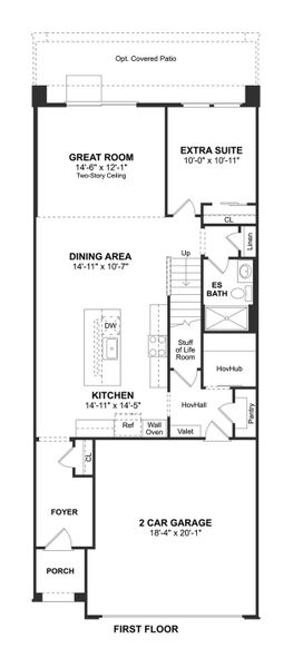 2D floor plan layout for the Sea Bright II by K. Hovnanian® Homes in Prestige on 64th, Phoenix, AZ (Image 3). 2D floor plan layout for the Sea Bright II by K. Hovnanian® Homes in Prestige on 64th, Phoenix, AZ (Image 3).