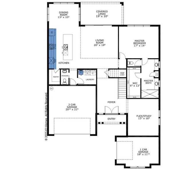 2D floor plan layout for the Brooklyn - Elite Series | 60' Wide Lots by ICI Homes in Oakbend, Venice, FL (Image 3).