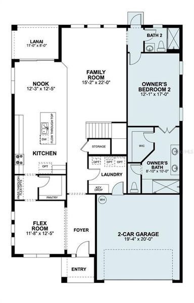 2D floor plan layout of this home in Bay Lake Farms, St. Cloud, FL (Image 3).