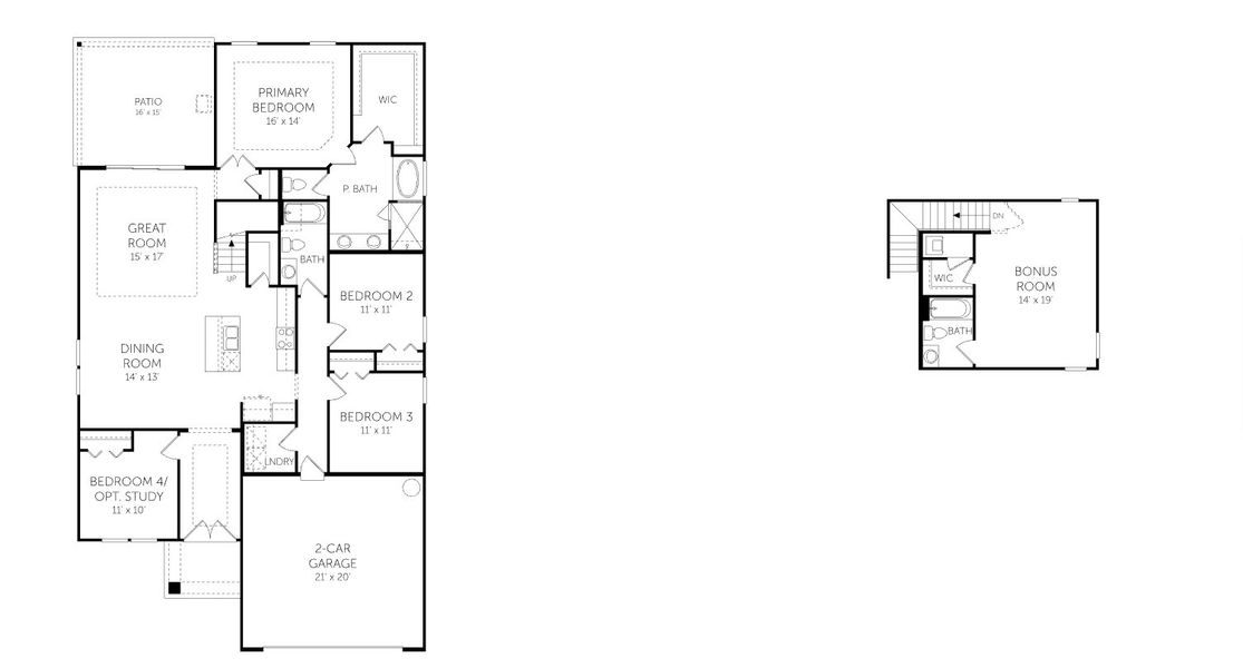 2D floor plan layout for the Edison II - 50' Homesites by Dream Finders Homes in Seminole Trace - Single Family Homes, Palm Coast, FL (Image 3).