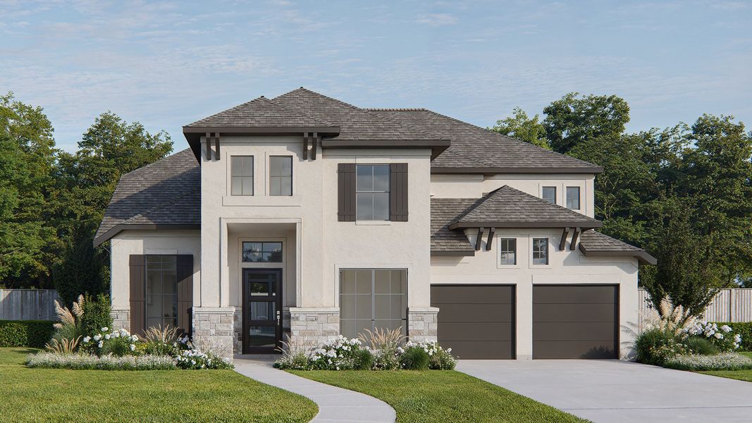 Representative exterior photo of a completed home built from the 3650W by Perry Homes in Revera, Rosenberg, TX (Image 12). Representative exterior photo of a completed home built from the 3650W by Perry Homes in Revera, Rosenberg, TX (Image 12).