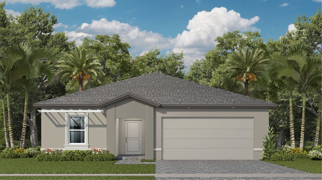 Front exterior of a new home in Acacia Groves, Miami, FL, highlighting curb appeal (Image 1). Front exterior of a new home in Acacia Groves, Miami, FL, highlighting curb appeal (Image 1).