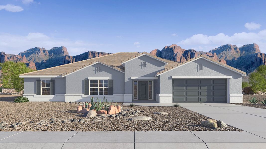Representative exterior photo of a completed home built from the Sedona by D.R. Horton in Zanjero Pass, Glendale, AZ (Image 1).