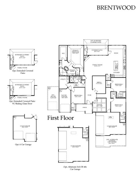 2D floor plan layout for the Brentwood by Windsor Homes in Nelson Lake Estates, Rockwall, TX (Image 6).