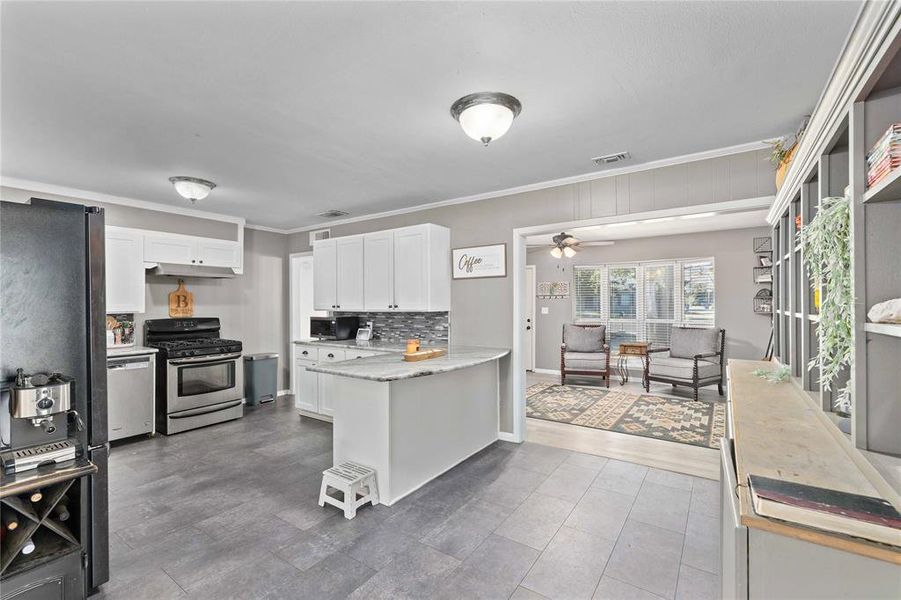 Kitchen with granite countertops