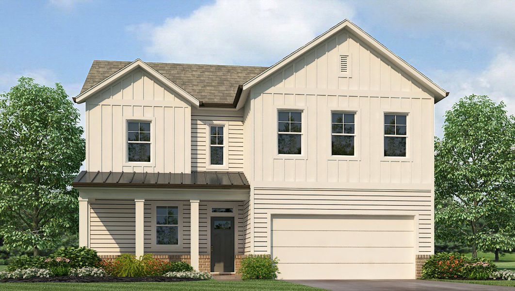 Representative exterior photo of a completed home built from the Belfort by D.R. Horton in Hamptons at Riverwood North, Dallas, GA (Image 15).