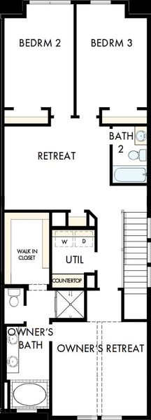 2D floor plan layout of this home in Hillside at Las Colinas, Irving, TX (Image 3).