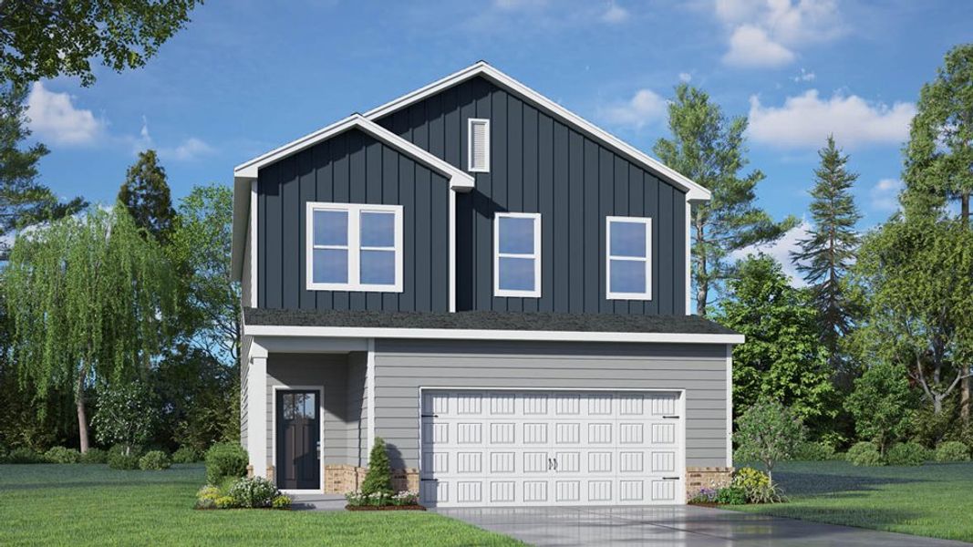 Representative exterior photo of a completed home built from the THOMAS by D.R. Horton in The Grove at Matthews Landing, Fuquay Varina, NC (Image 2).