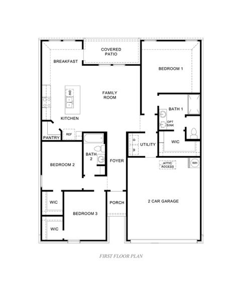 2D floor plan layout for the Bellvue by D.R. Horton in Somerset at Sinton, Sinton, TX (Image 3). 2D floor plan layout for the Bellvue by D.R. Horton in Somerset at Sinton, Sinton, TX (Image 3).