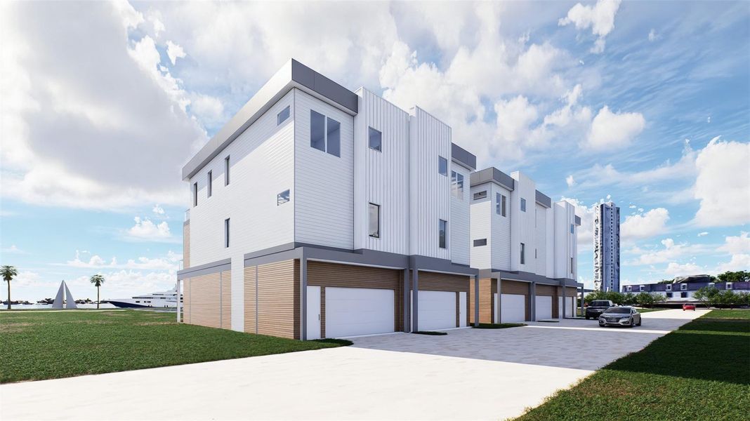 Exterior rendering of this home design in Lago Pointe, Seabrook, TX (Image 14). Exterior rendering of this home design in Lago Pointe, Seabrook, TX (Image 14).