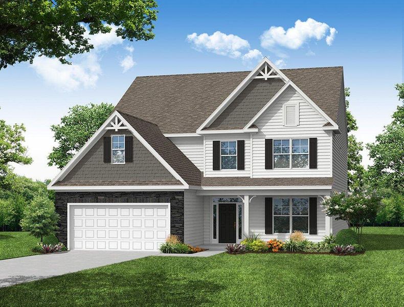Front exterior of a new home in Arbordale, Elgin, SC, highlighting curb appeal (Image 1). Front exterior of a new home in Arbordale, Elgin, SC, highlighting curb appeal (Image 1).