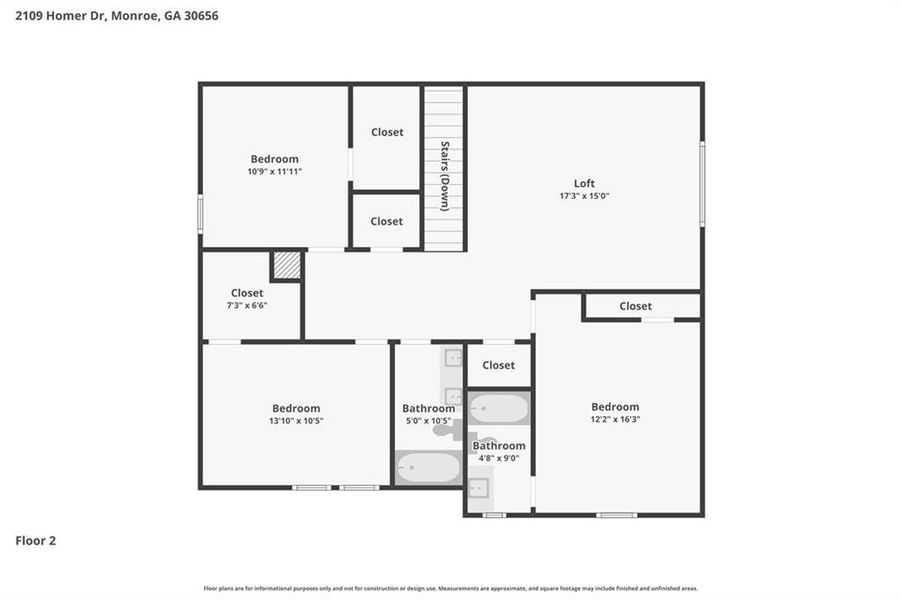 2D floor plan layout of this home in River Pointe, Monroe, GA (Image 5).