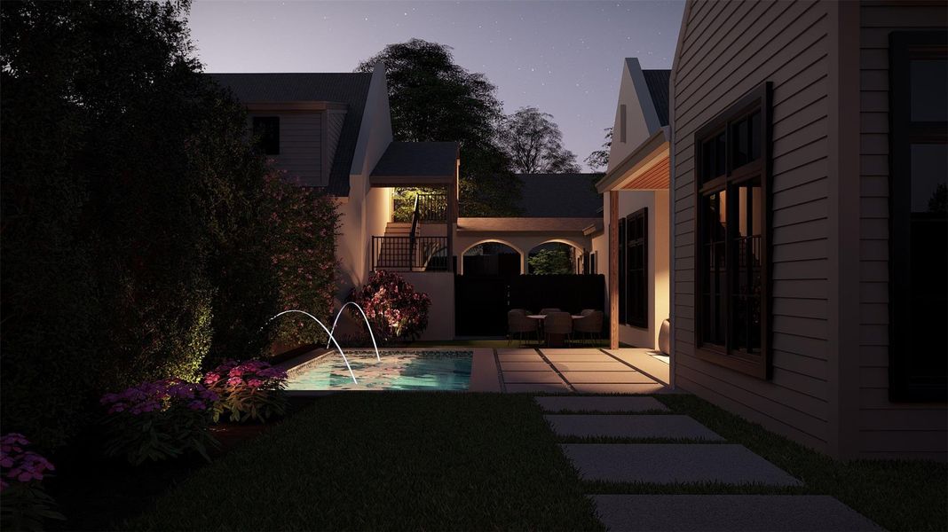 Outdoor pool with a patio