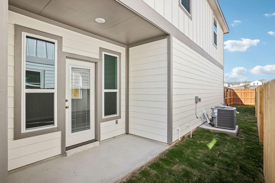 Exterior details and patio area of a home in Avery Centre, Round Rock (Image 3).