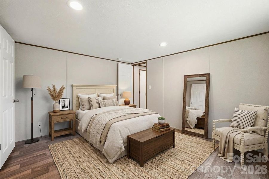 Virtually staged; Primary bedroom